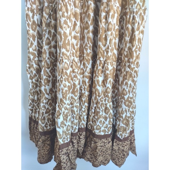 NWT Soft Surroundings Kara Tiered Midi Dress Mocha Leopard Med 10-12 Animal Tan - Picture 7 of 12
